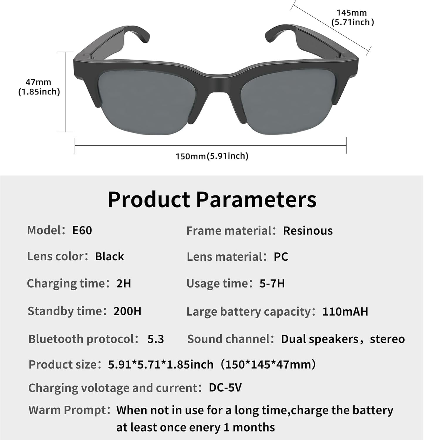Lunettes de soleil audio Bluetooth élégantes